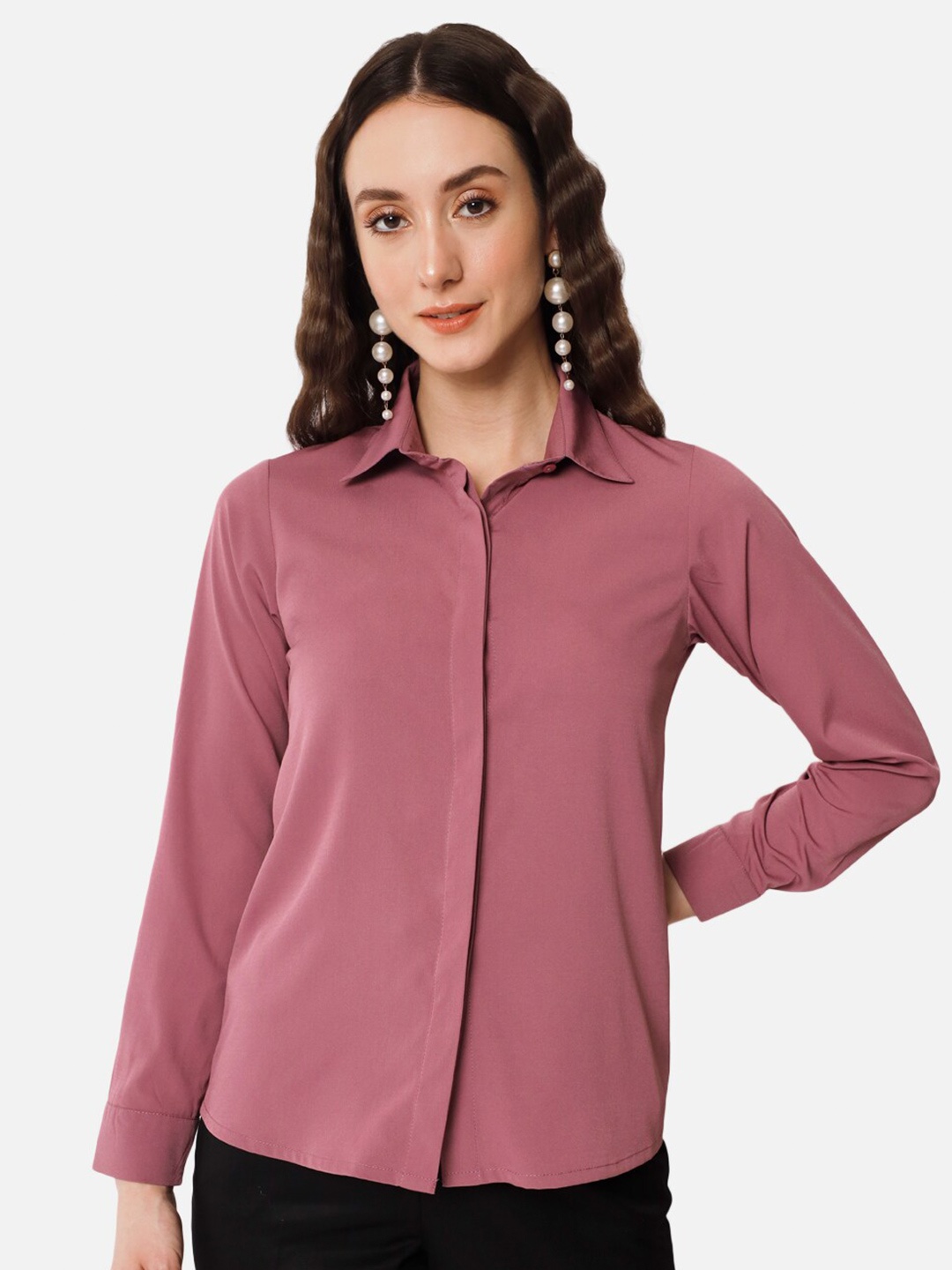 

BAESD Spread Collar Standard Opaque Formal Shirt, Pink