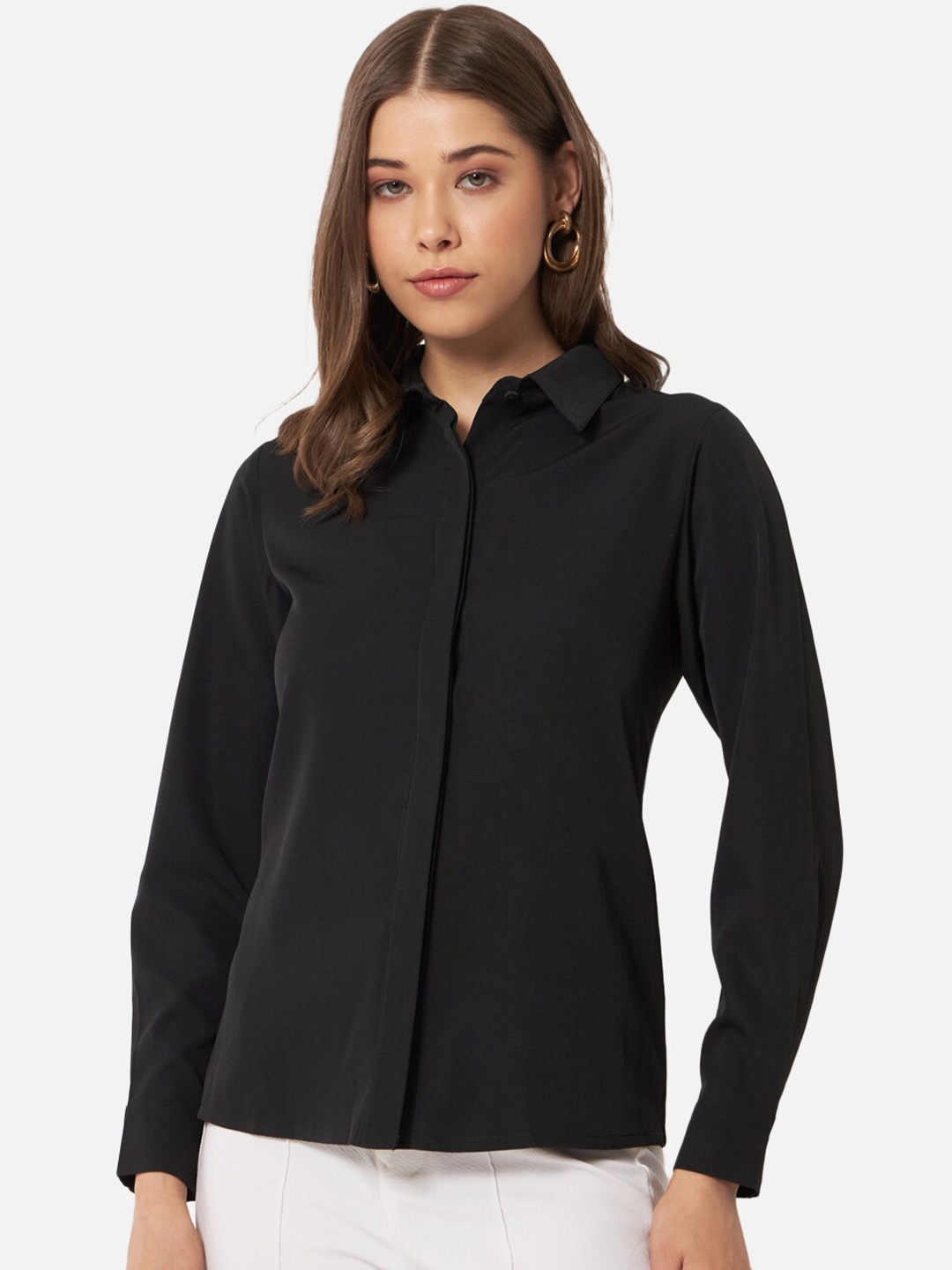 

BAESD Spread Collar Standard Opaque Formal Shirt, Black