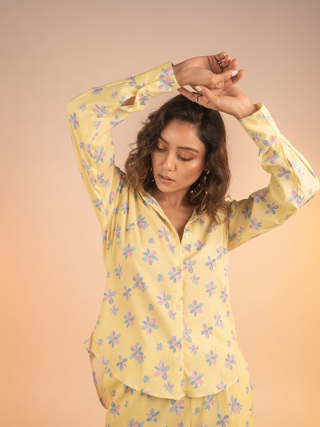 

POPPI Printed Shirt & Palazzo, Yellow