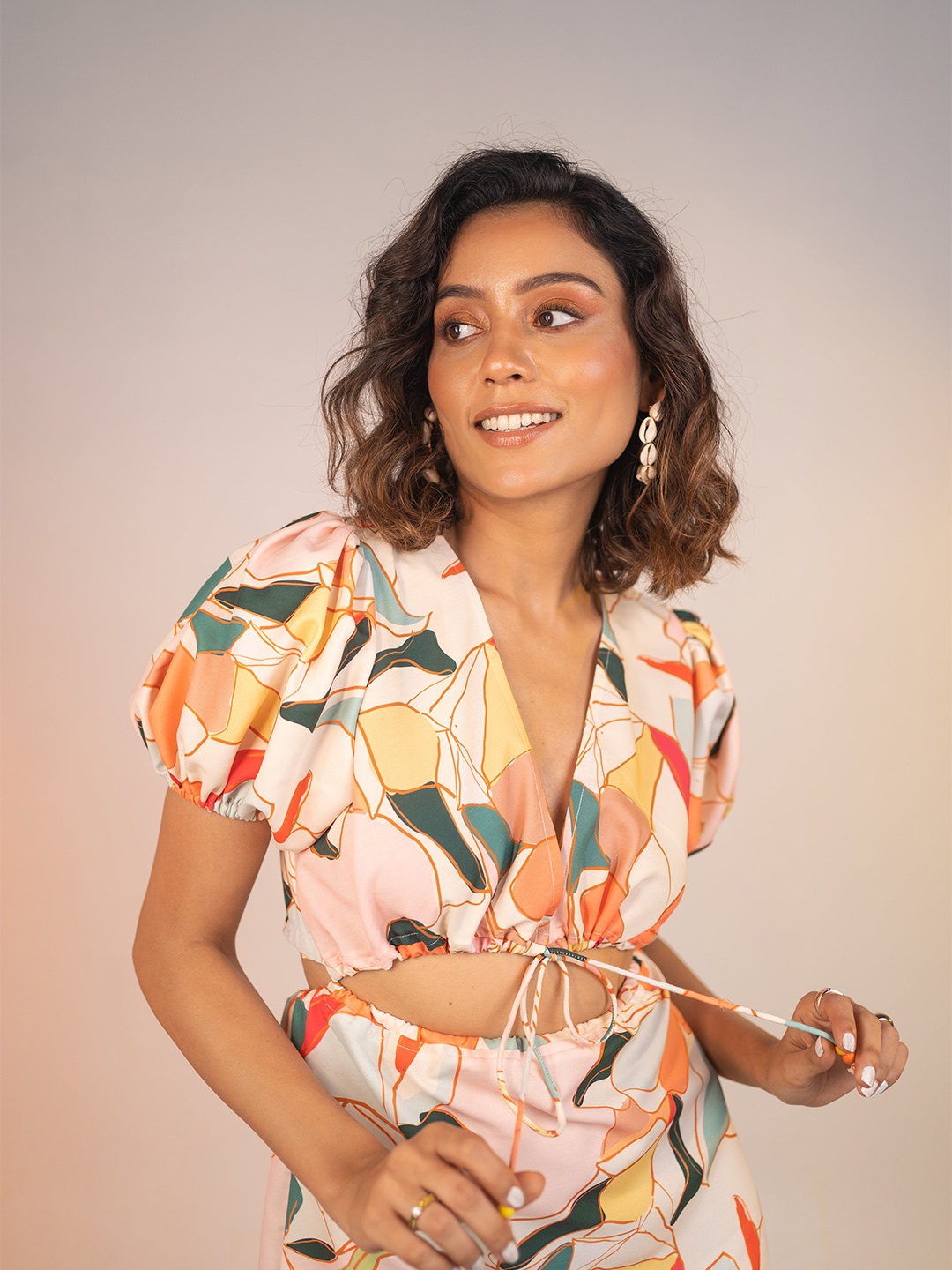 

POPPI Printed Top & Skirt, Yellow