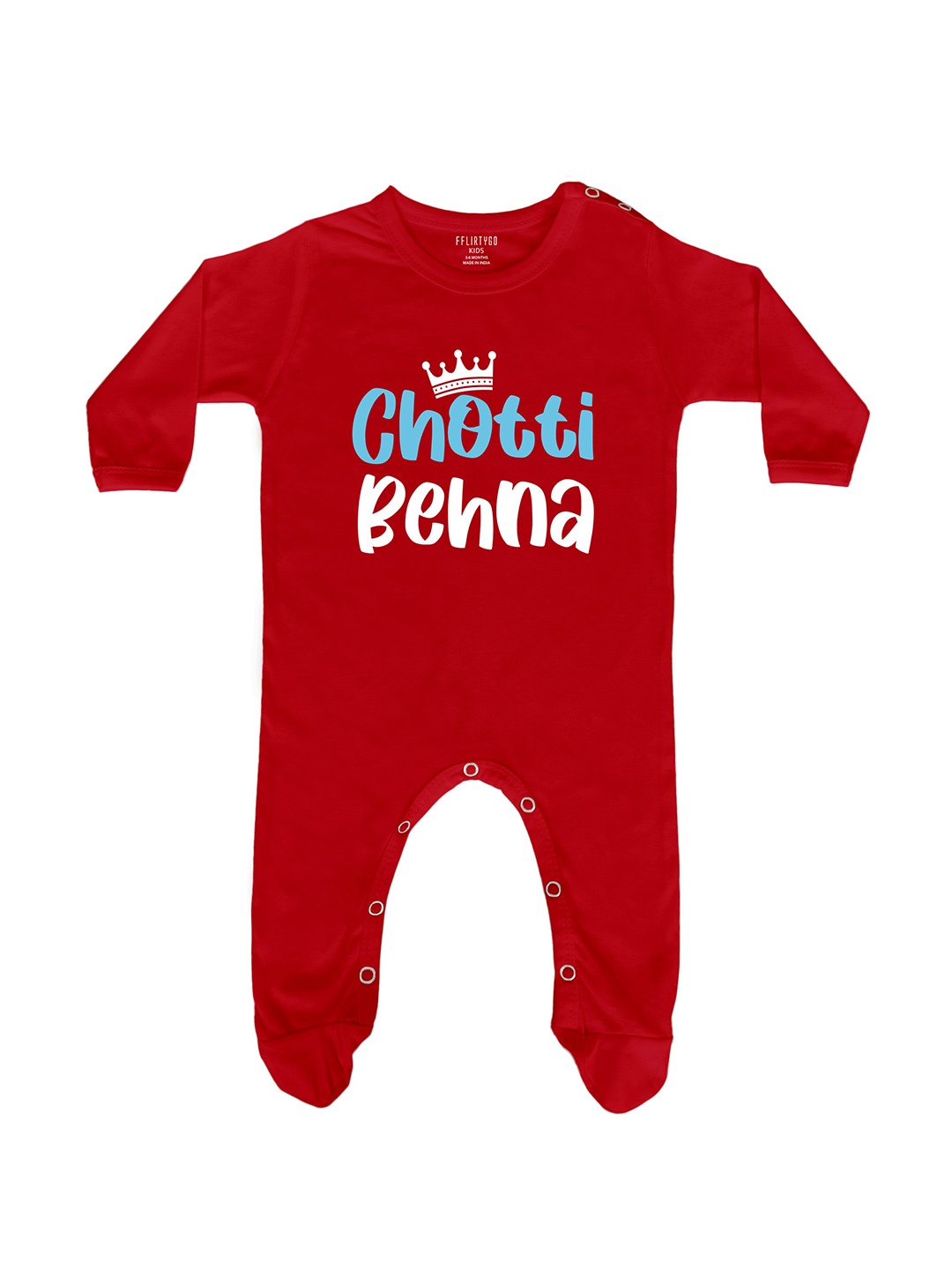 

FFLIRTYGO Infant Kids Typography Printed Cotton Sleepsuit, Red