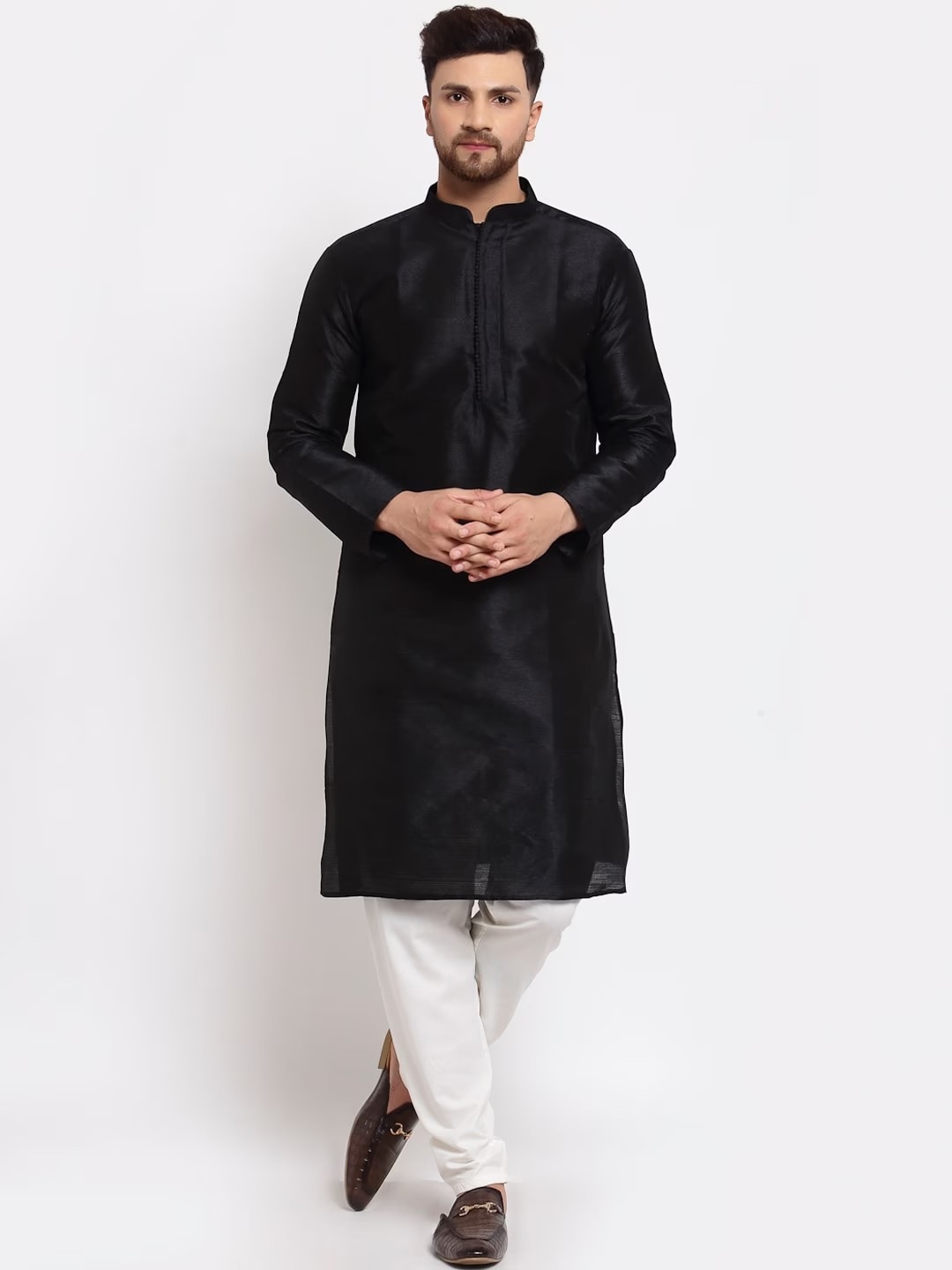

MOHANLAL SONS Ethnic Motifs Thread Work Kurta, Black