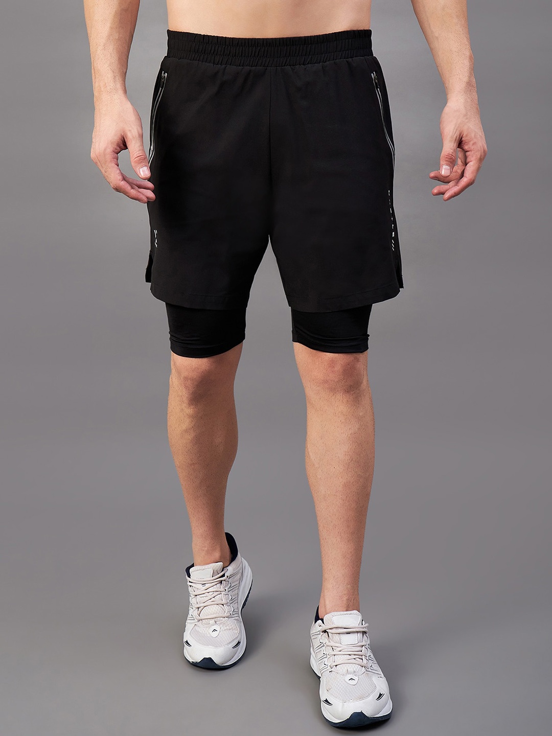 

Masch Sports Men Mid-Rise Rapid-Dry Sports Shorts, Black