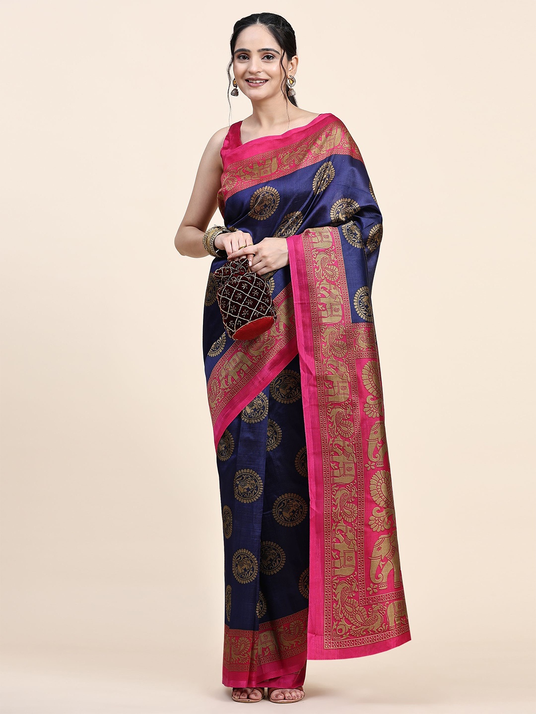 

RACHNA Ethnic Motifs Zari Mysore Silk Saree, Blue