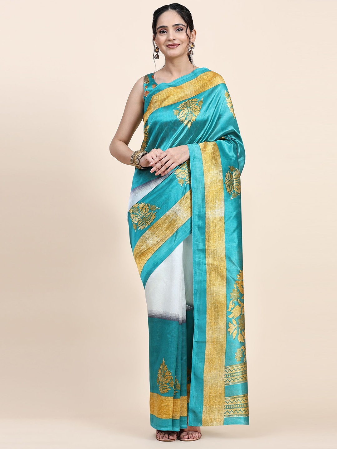 

RACHNA Floral Printed Saree, Green