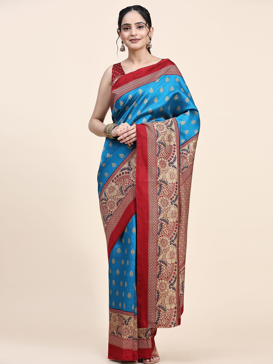 

RACHNA Ethnic Motifs Woven Design Art Silk Mysore Silk Saree, Blue