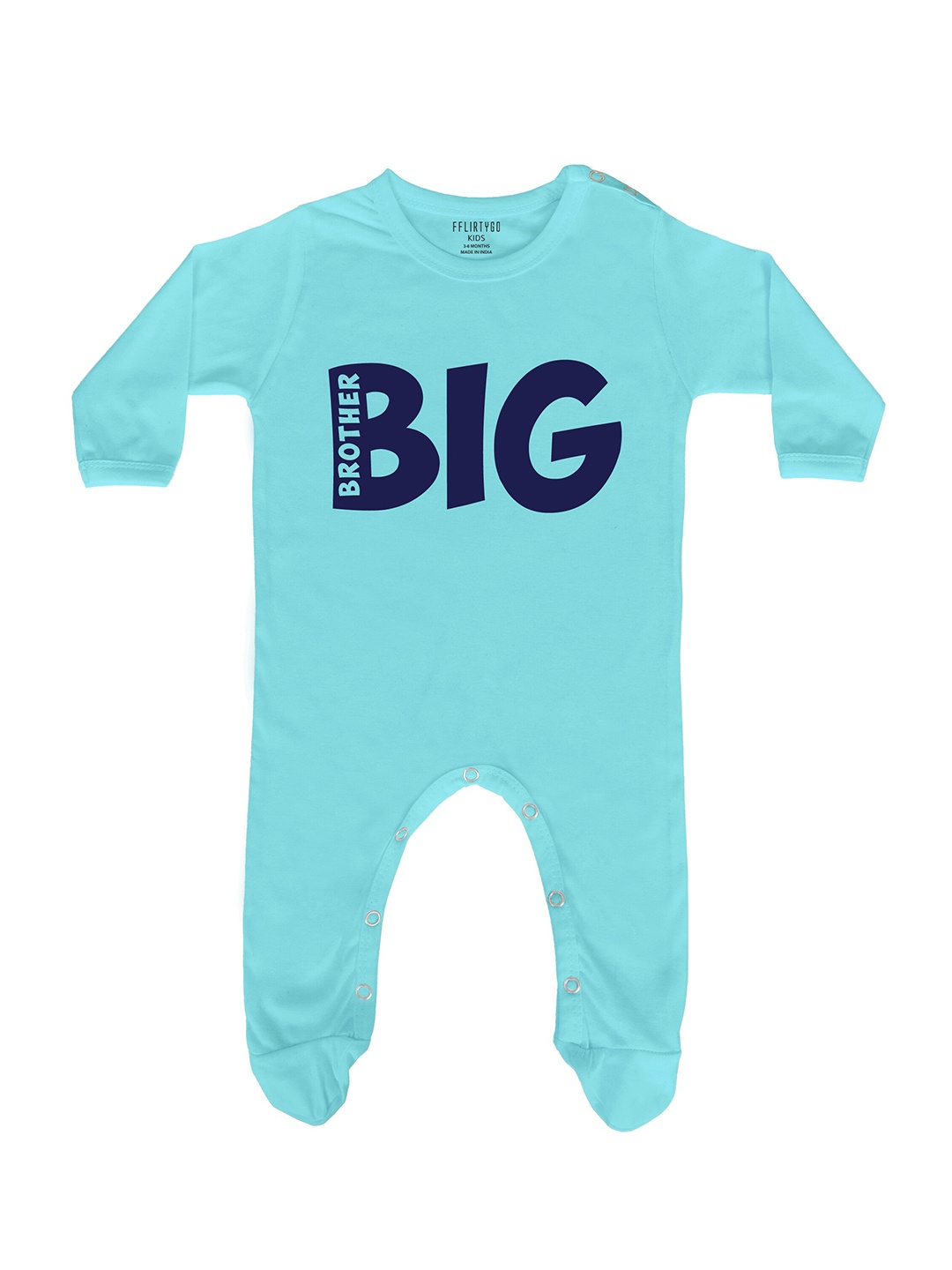 

FFLIRTYGO Infants Printed Pure Cotton Sleepsuit, Turquoise blue