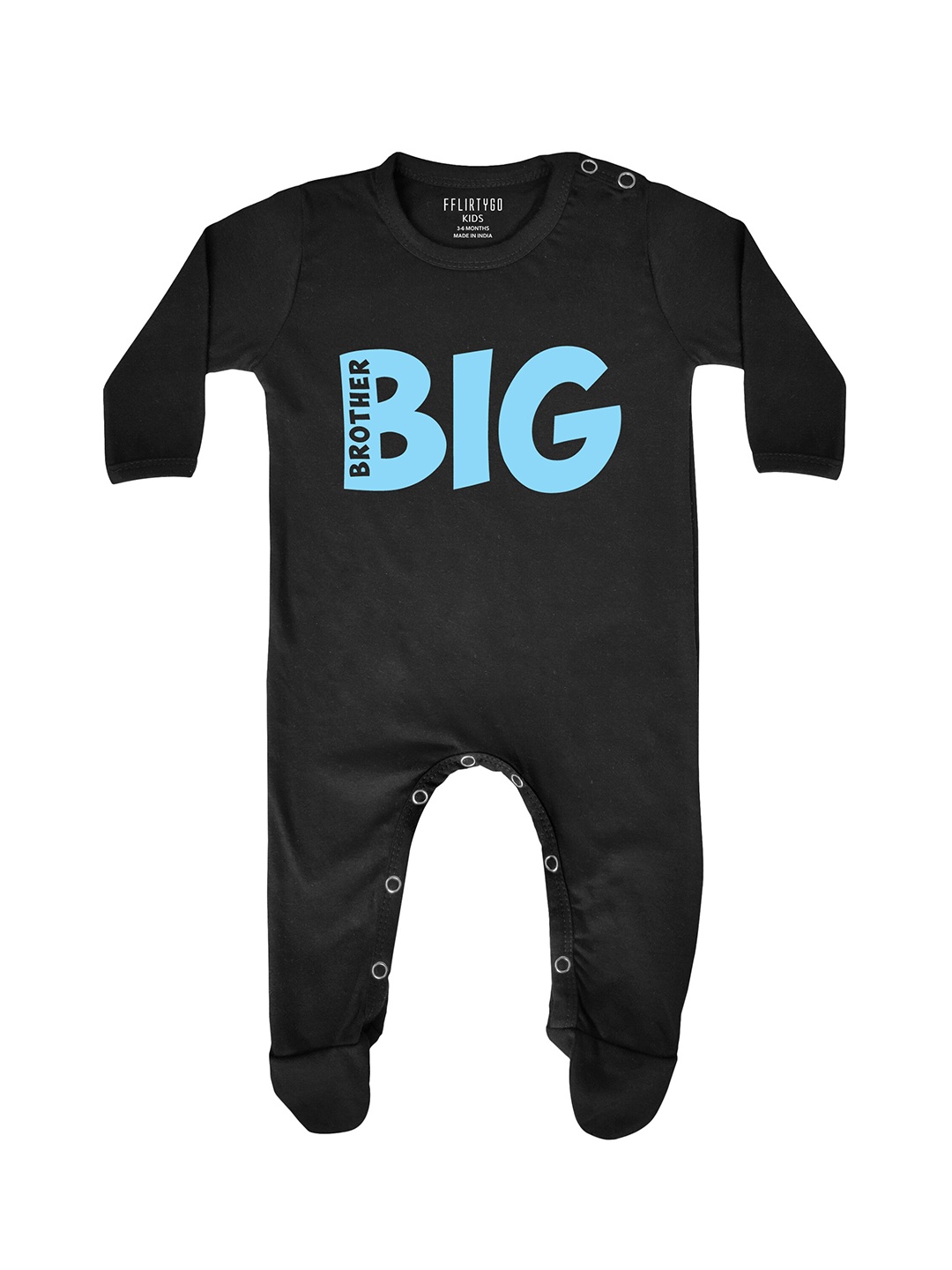 

FFLIRTYGO Infants Unisex Printed Pure Cotton Sleepsuit, Black