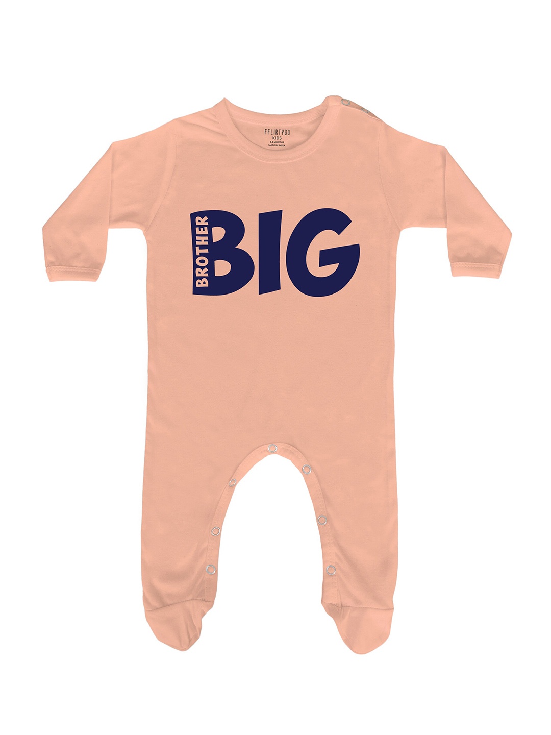 

FFLIRTYGO Infant Printed Pure Cotton Sleepsuit, Peach
