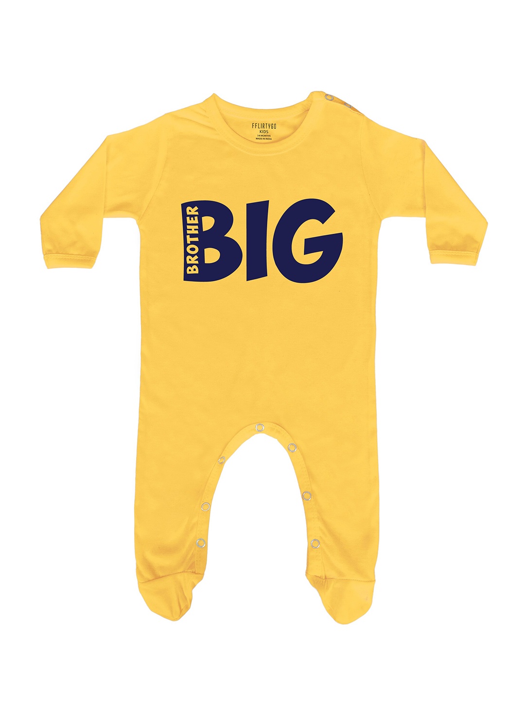 

FFLIRTYGO Infant Unisex Printed Pure Cotton Sleepsuit, Yellow