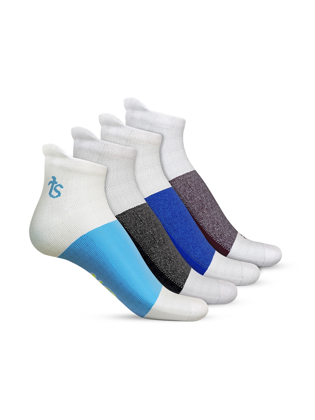

TalkingSox Unisex Pack Of 4 Patterned Ankle Length Socks, Turquoise blue