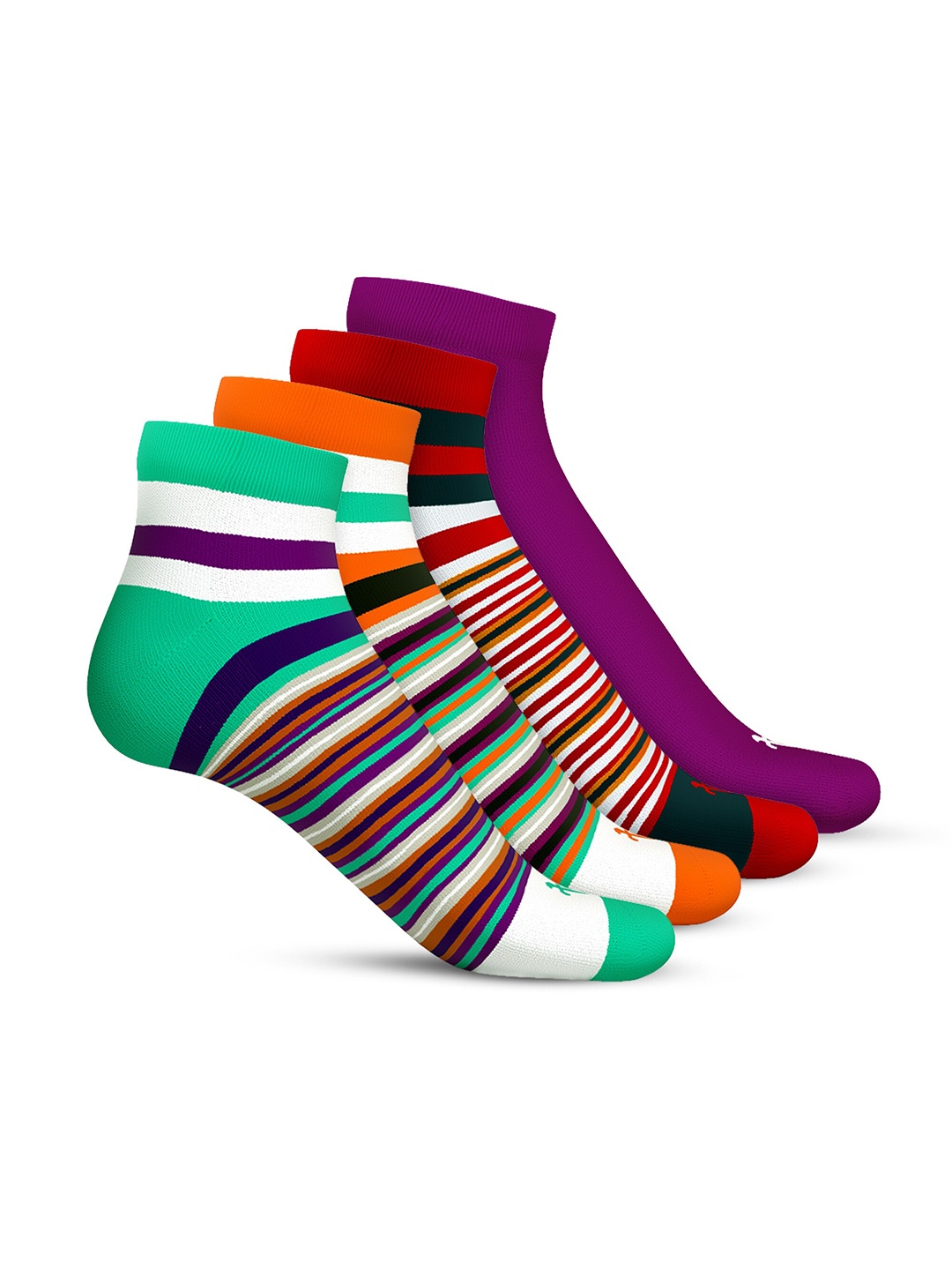 

TalkingSox Unisex Pack Of 4 Striped Soft Ankle-Length Socks, Green