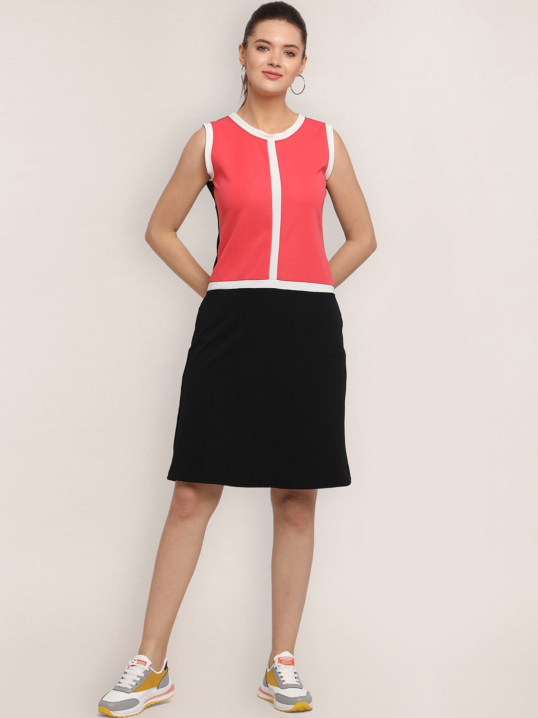 

BAESD Colourblocked Sleeveless Sheath Dress, Pink