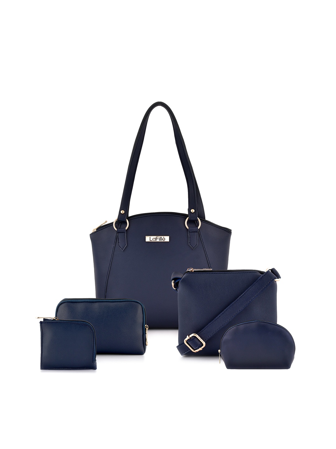 

LaFille Set of 5 PU Structured Shoulder Bag with Tasselled, Blue