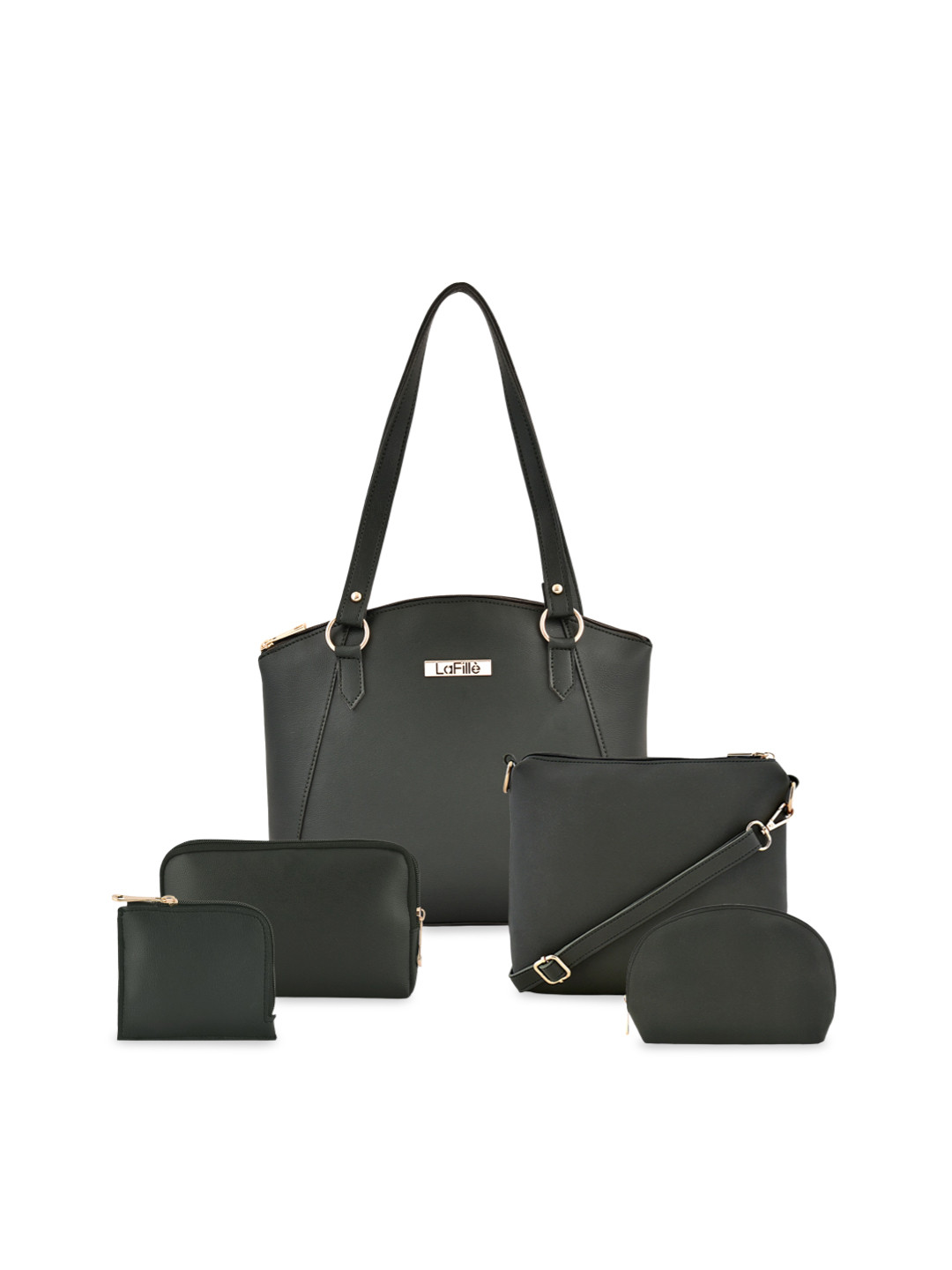 

LaFille Set Of 5 Textured Structured Shoulder Bag, Green
