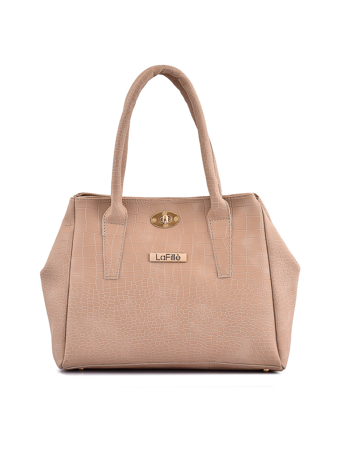 

LaFille Textured Structured Handheld Bag, Beige