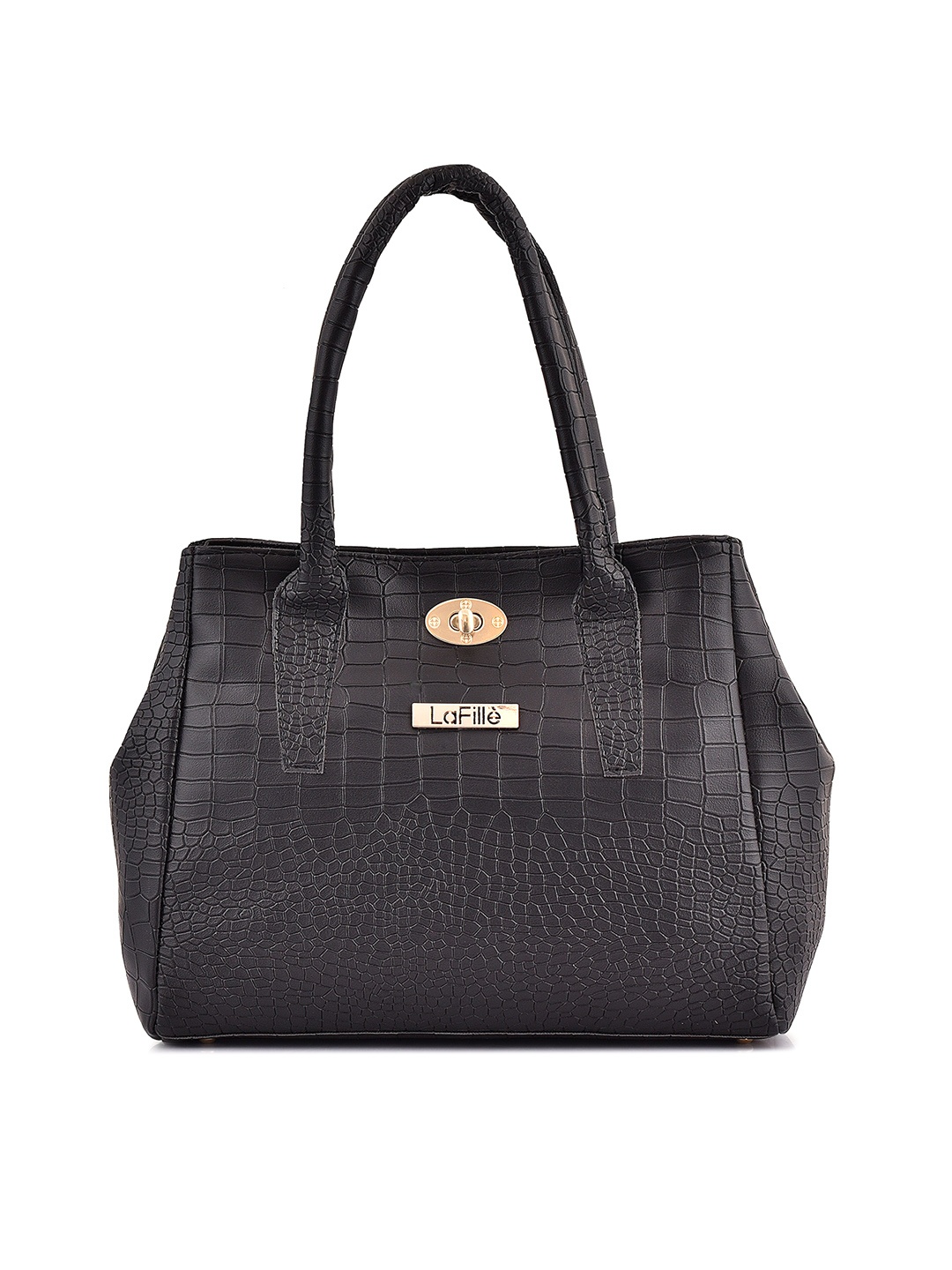 

LaFille Black Textured Structured Handheld Bag