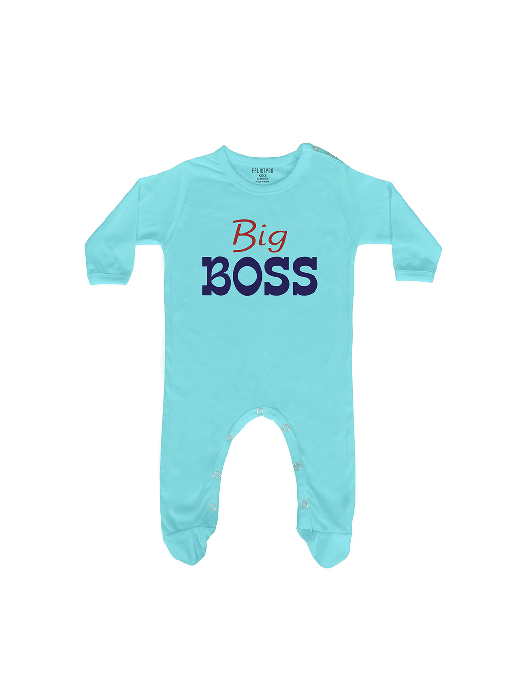 

FFLIRTYGO Infants Printed Pure Cotton Sleepsuit, Turquoise blue