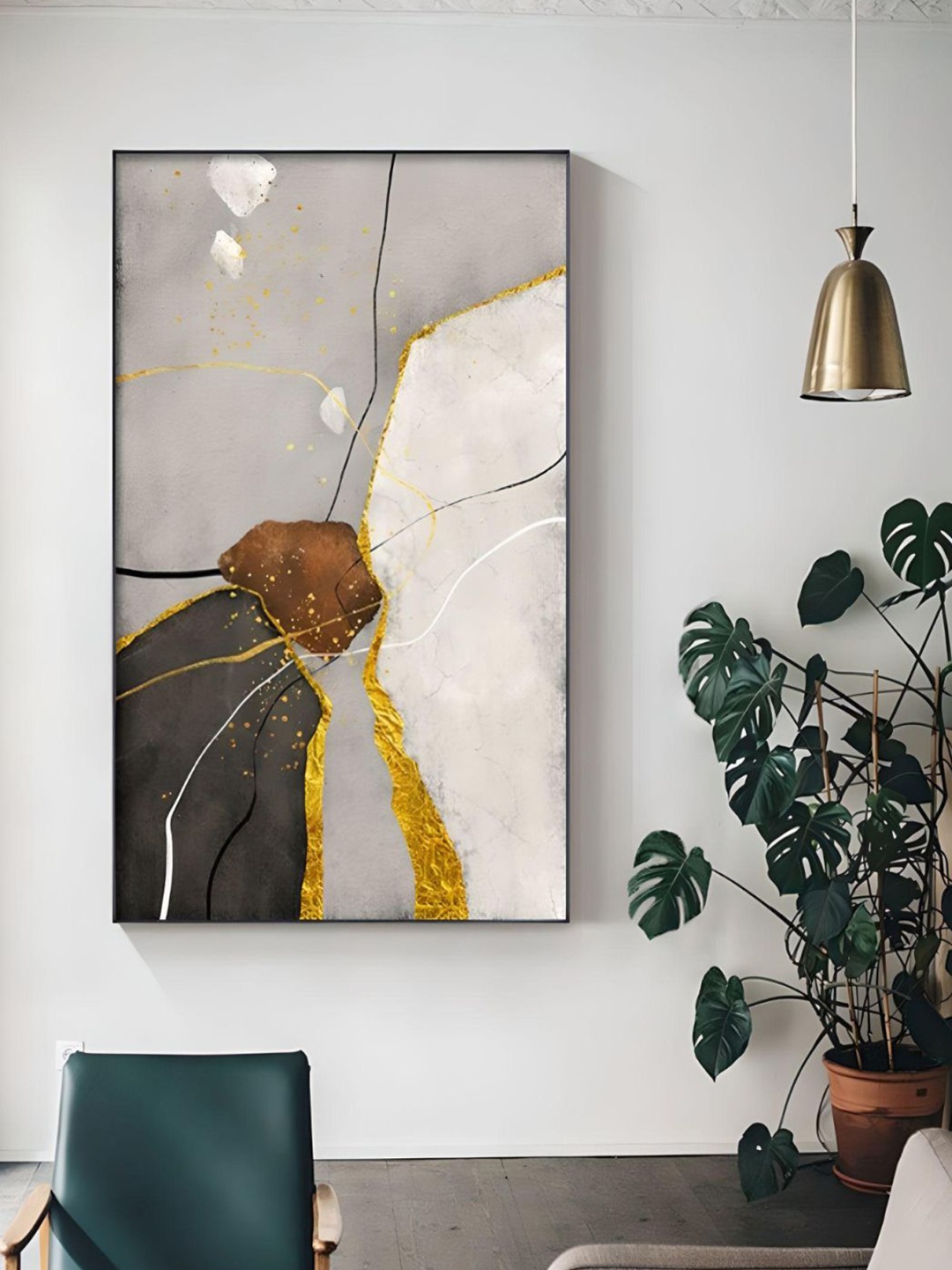 

THE HANDMADE FLAIR Grey Abstract Painting Framed Wall Art