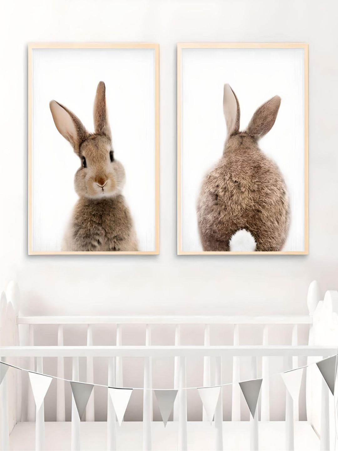 

THE HANDMADE FLAIR White & Brown Cute Baby Animals Painting Wall Art