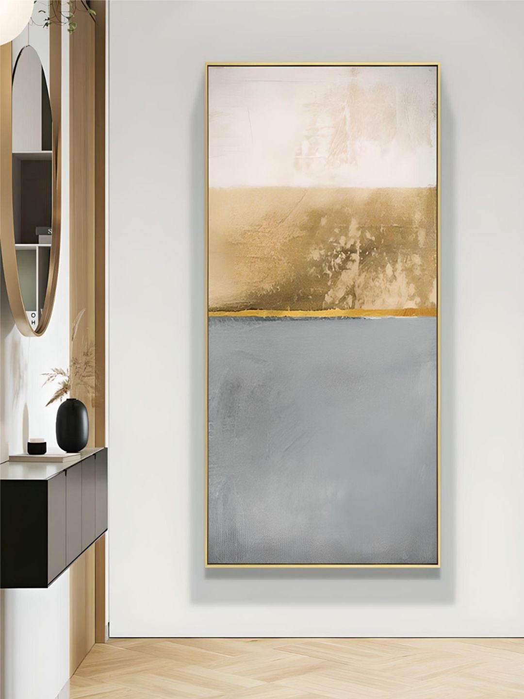 

THE HANDMADE FLAIR Off-White & Grey Abstract Elements Printed Framed Wall Art