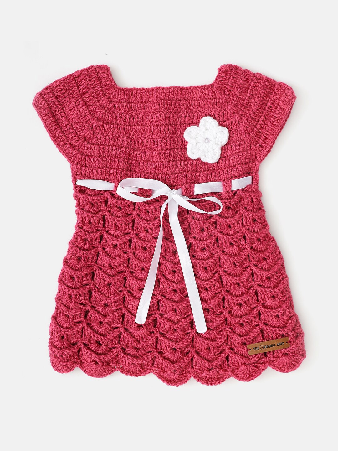 

The Original Knit Infants Self Design Tie-ups Fit & Flare Dress, Pink