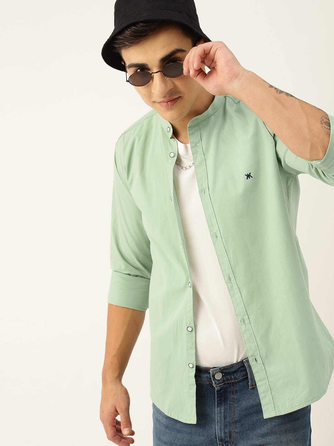 

Kook N Keech Men Classic Slim Fit Opaque Casual Shirt, Sea green