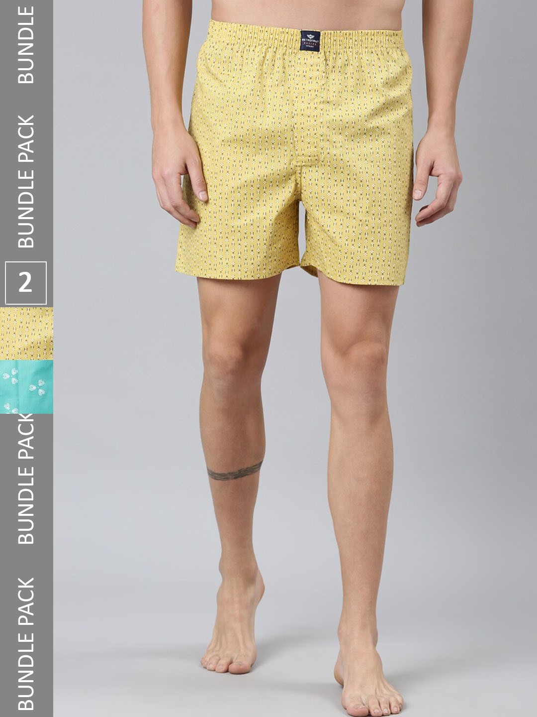 

Metronaut Pack of 2 Printed Pure Cotton Boxers MB2P036, Yellow