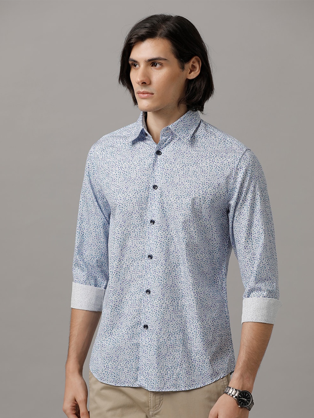 

Aldeno Men White Slim Fit Floral Opaque Printed Casual Shirt