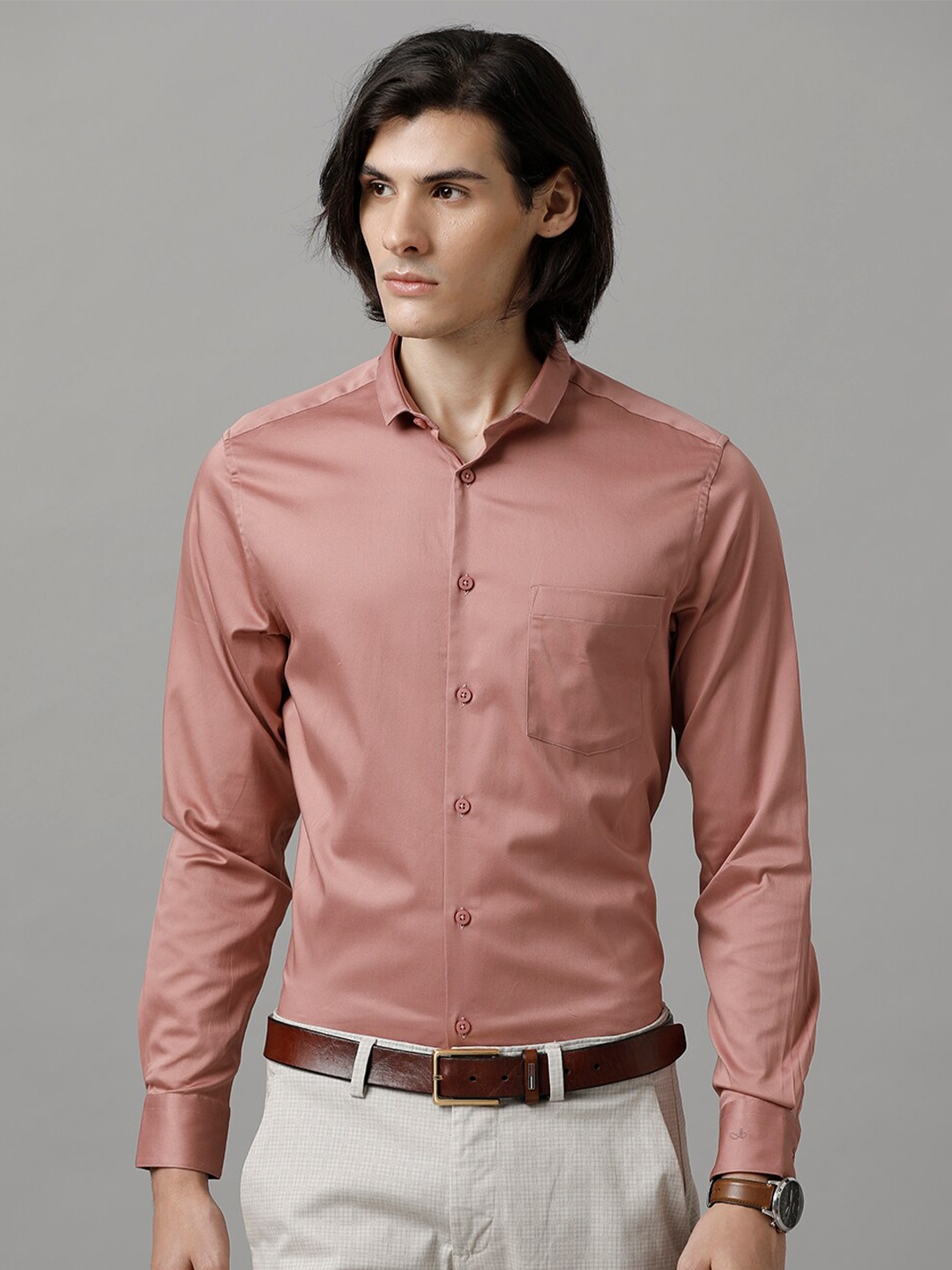 

Aldeno Men Peach-Coloured Slim Fit Opaque Formal Shirt