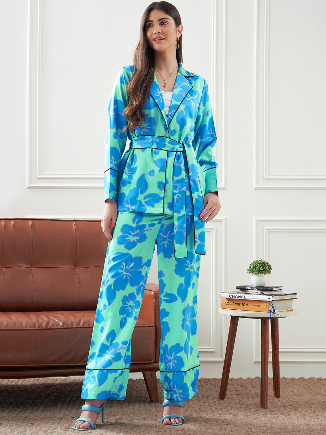 

SASSAFRAS alt-laze Printed Shirt With Trouser Co-Ords, Blue