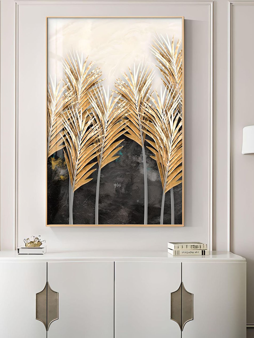 

THE HANDMADE FLAIR Crystal Porcelain Yellow & Black Abstract Painting Wall Art