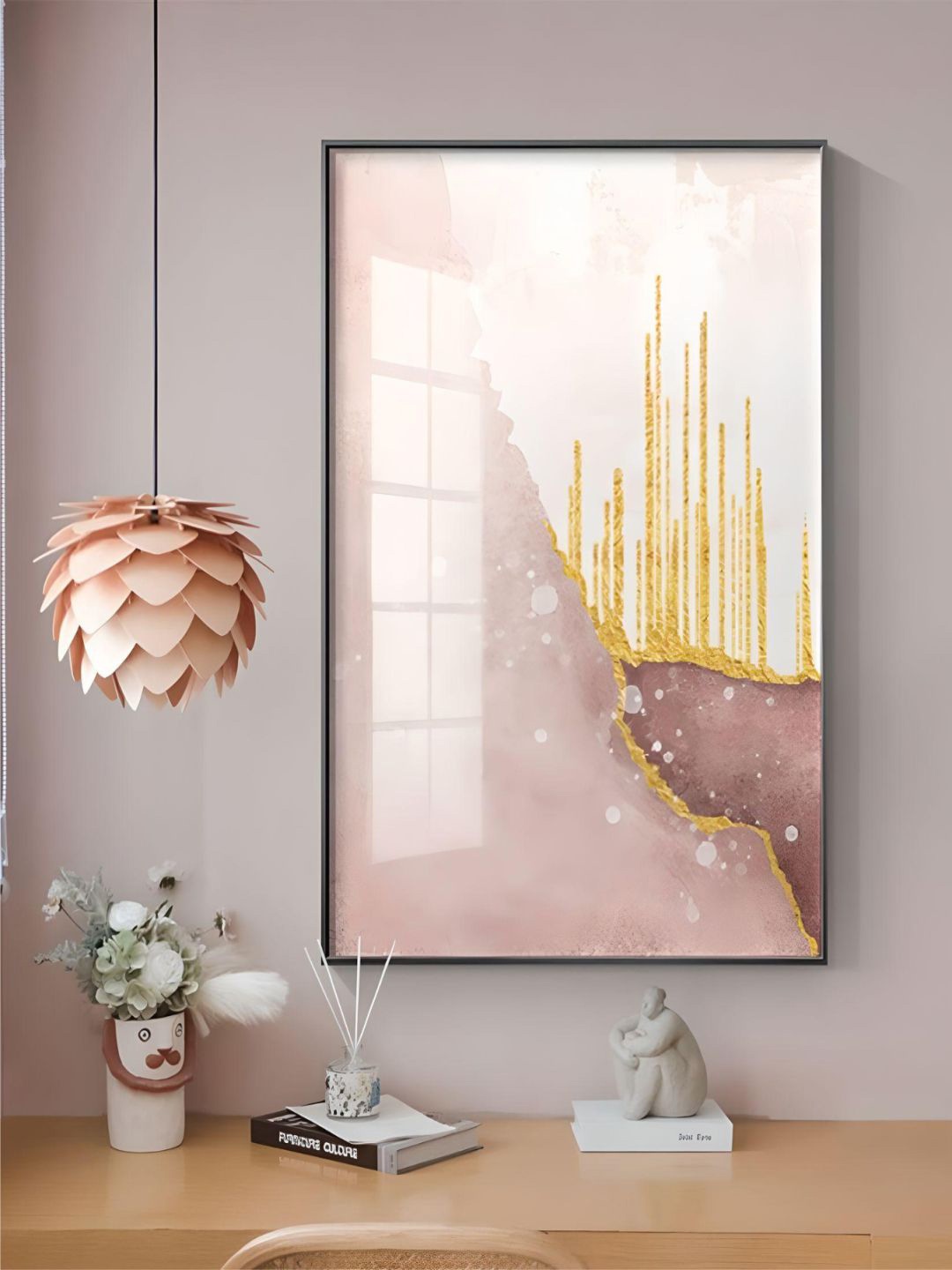 

THE HANDMADE FLAIR Pink Abstract Printed Framed Wall Art