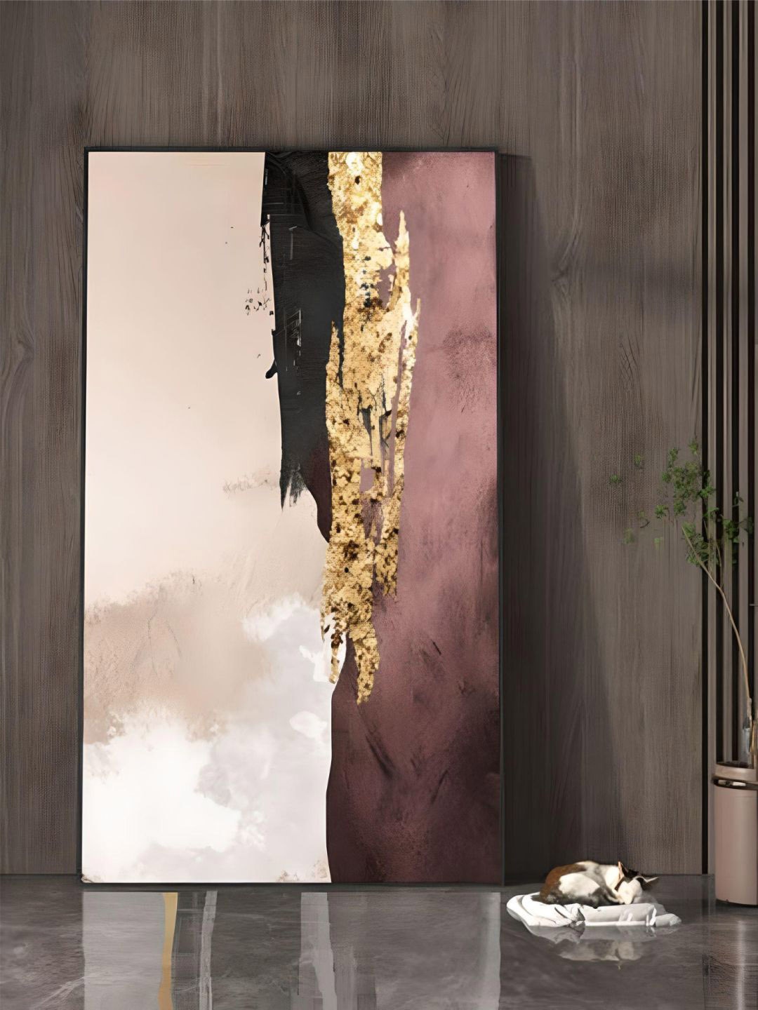 

THE HANDMADE FLAIR Crystal Porcelain Khaki Abstract Geomorphic Nordic Wall Art