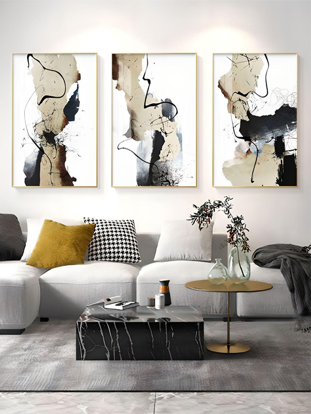 

THE HANDMADE FLAIR White 3-Pieces Printed Framed Wall Art