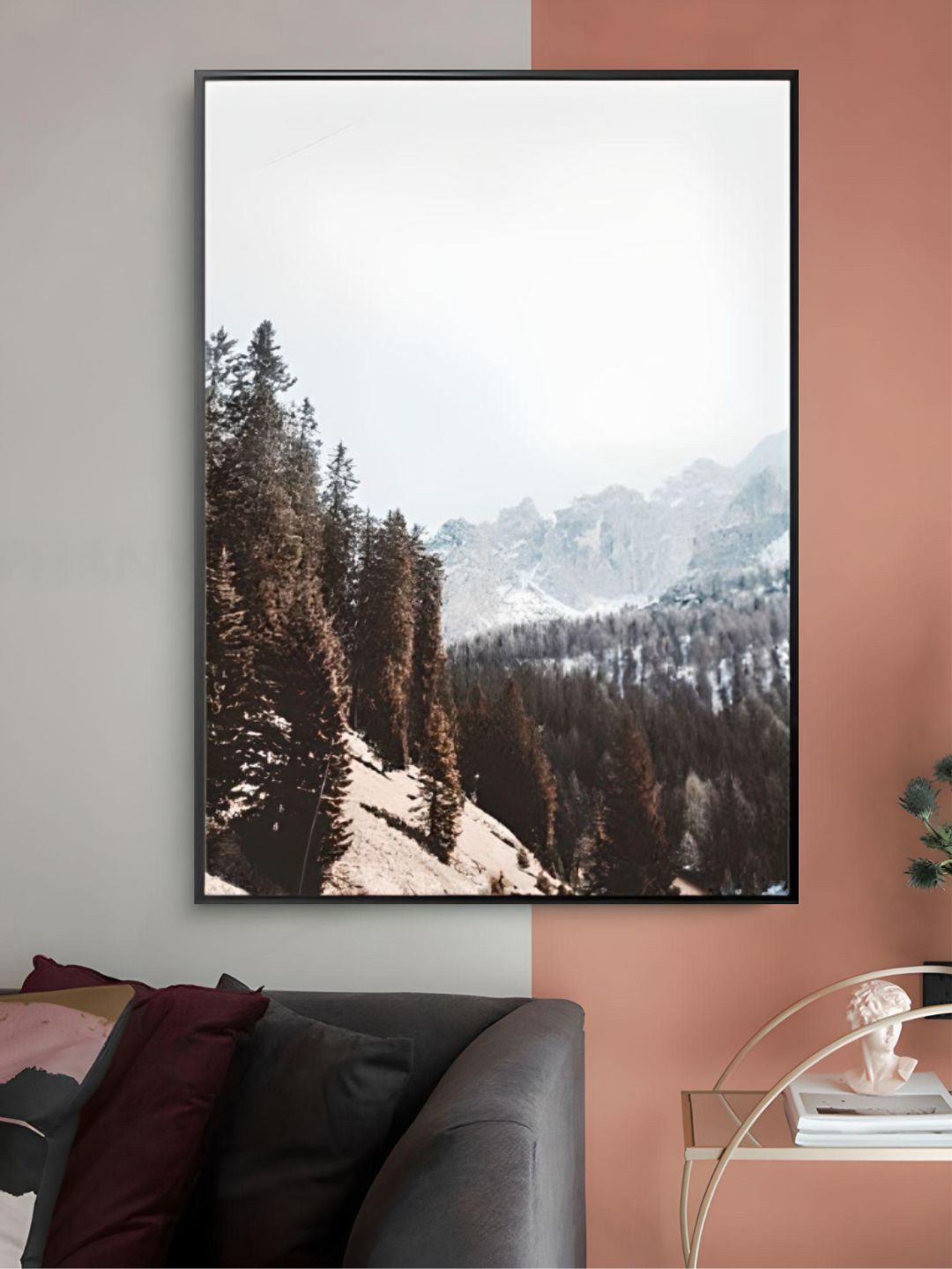 

THE HANDMADE FLAIR Crystal Porcelain Brown & Green Forest Painting Wall Art, Black
