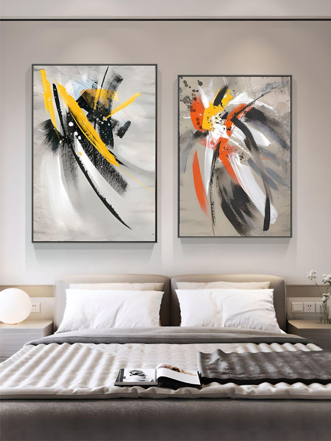 

THE HANDMADE FLAIR Crystal Porcelain Grey Color Splash Painting Wall Art