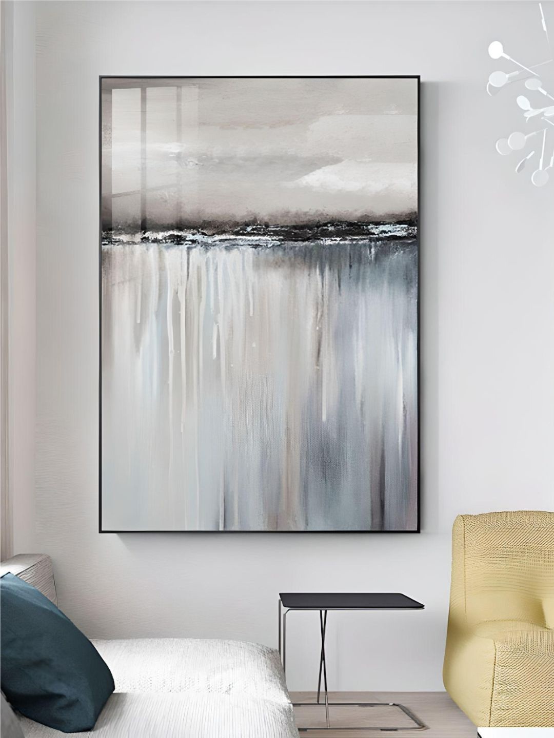 

THE HANDMADE FLAIR Grey & Black Abstract Painting Wall Art