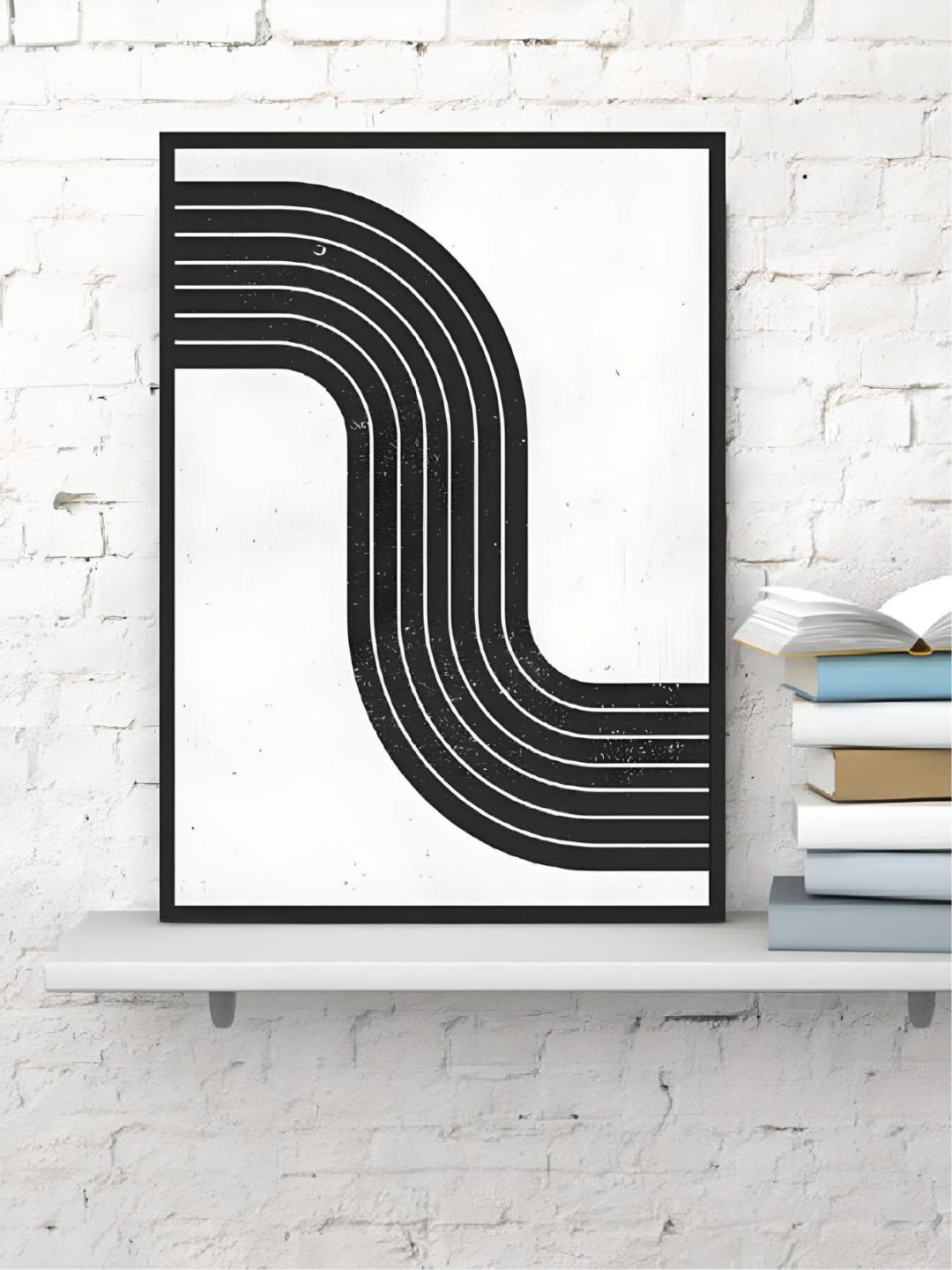 

THE HANDMADE FLAIR Crystal Porcelain Black & White Graphic Painted Framed Wall Art