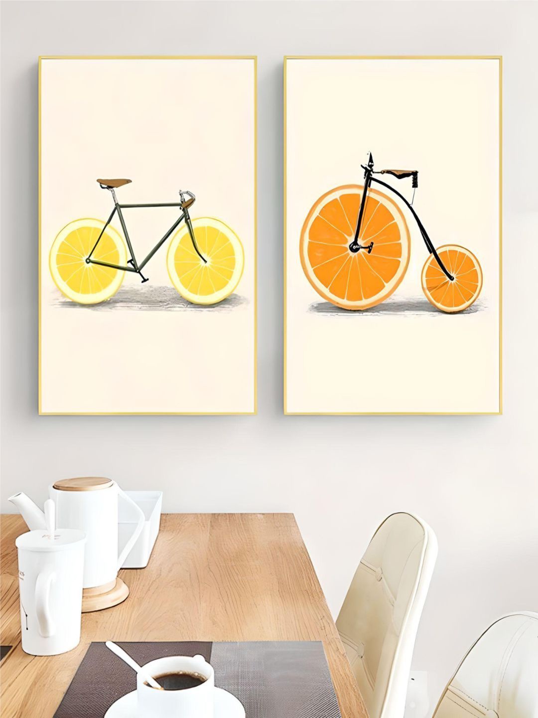 

THE HANDMADE FLAIR Yellow & Orange-Colored 2 Pieces Abstract Painting Wall Art
