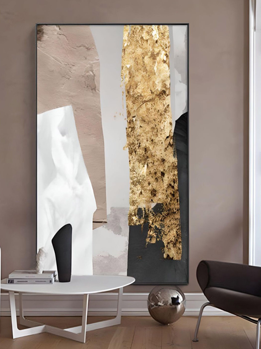 

THE HANDMADE FLAIR Crystal Porcelain White & Black Abstract Painted Framed Wall Art