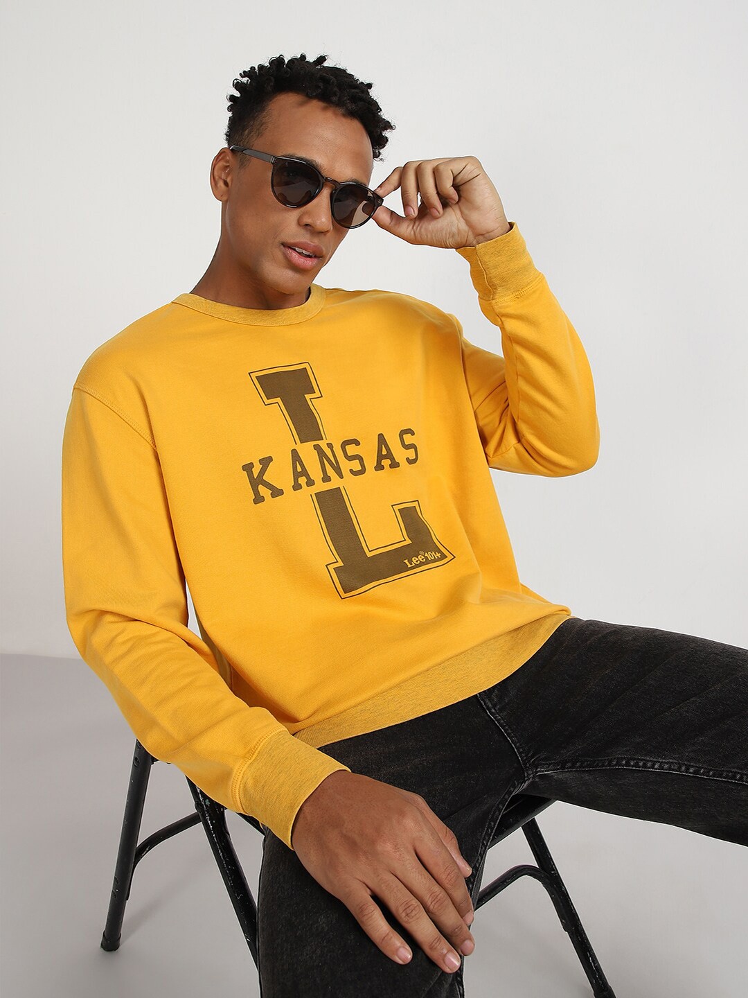 

Lee Typography Printed Cotton Pullover, Yellow