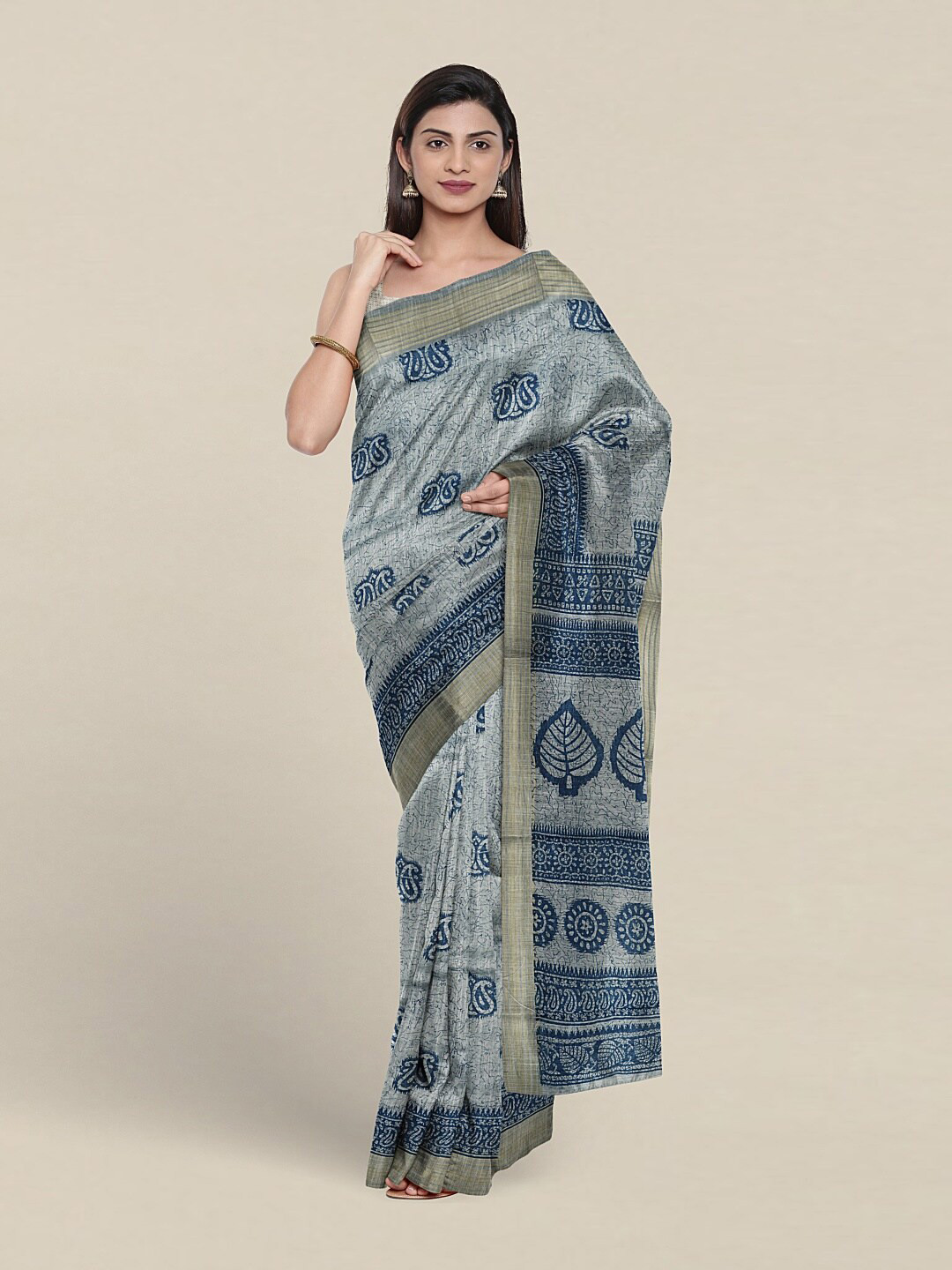 

Pothys Ethnic Motifs Printed Pure Cotton Saree, Blue