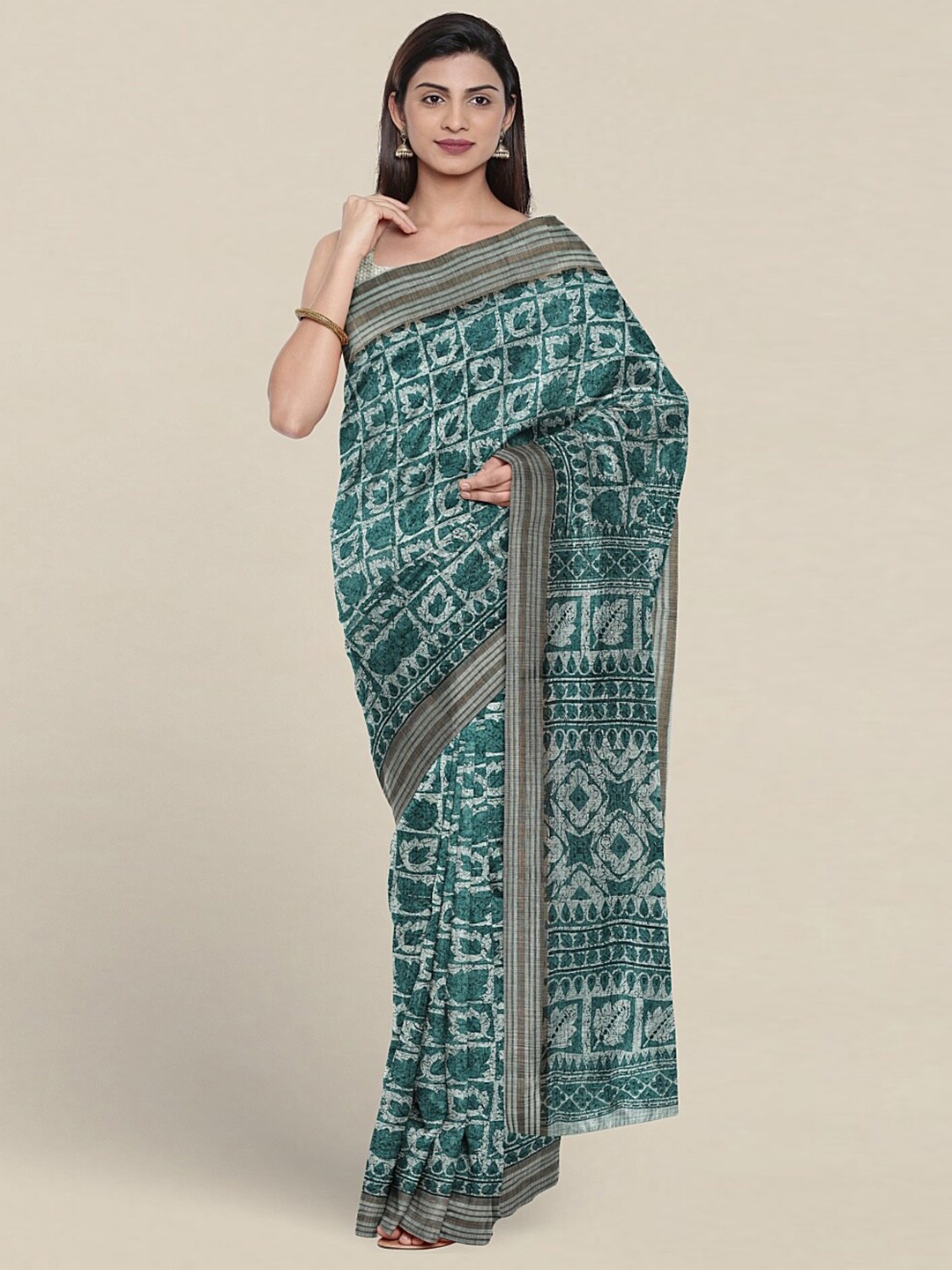 

Pothys Ethnic Motifs Printed Pure Cotton Saree, Blue