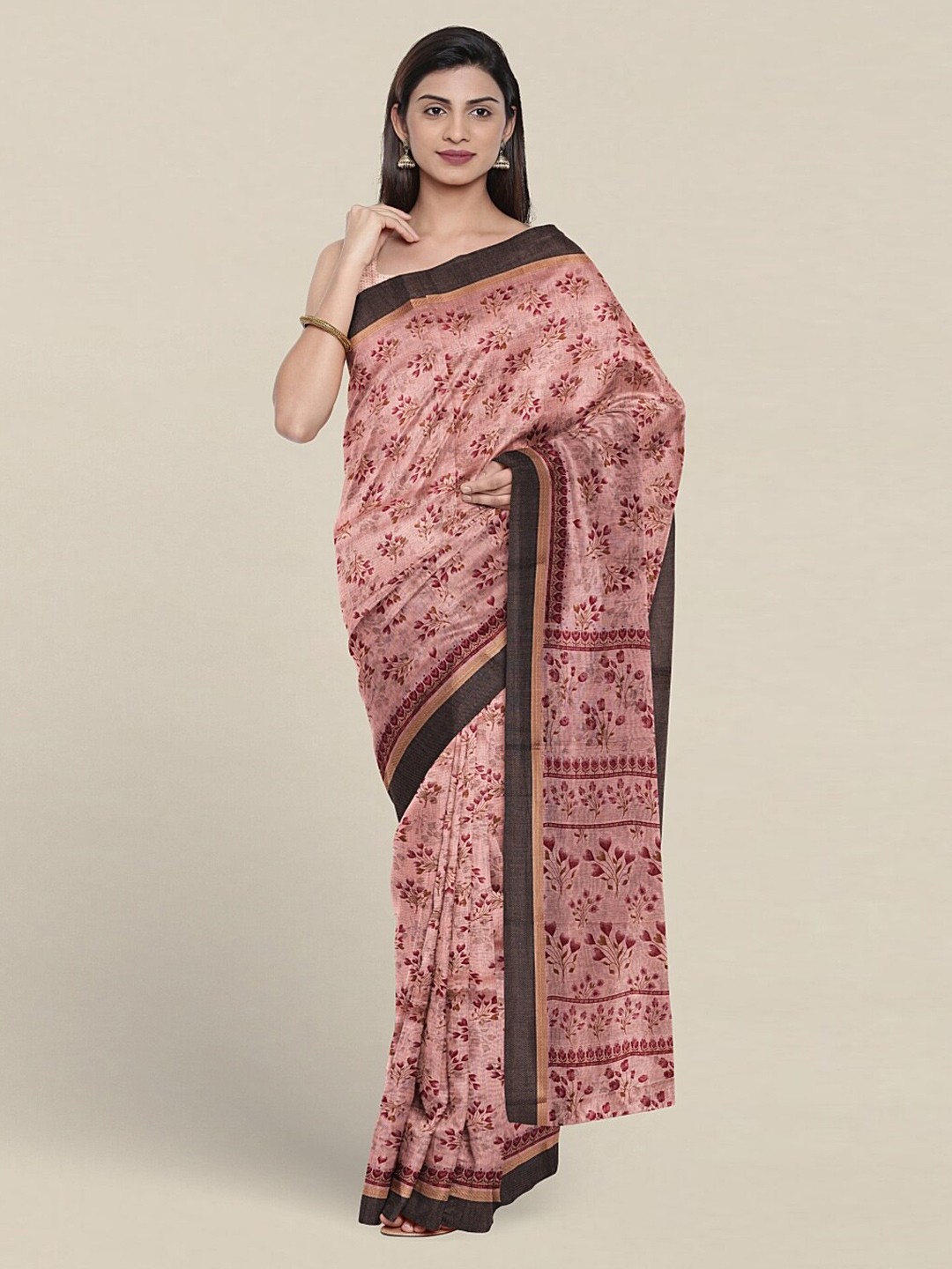 

Pothys Floral Printed Pure Cotton Saree, Pink