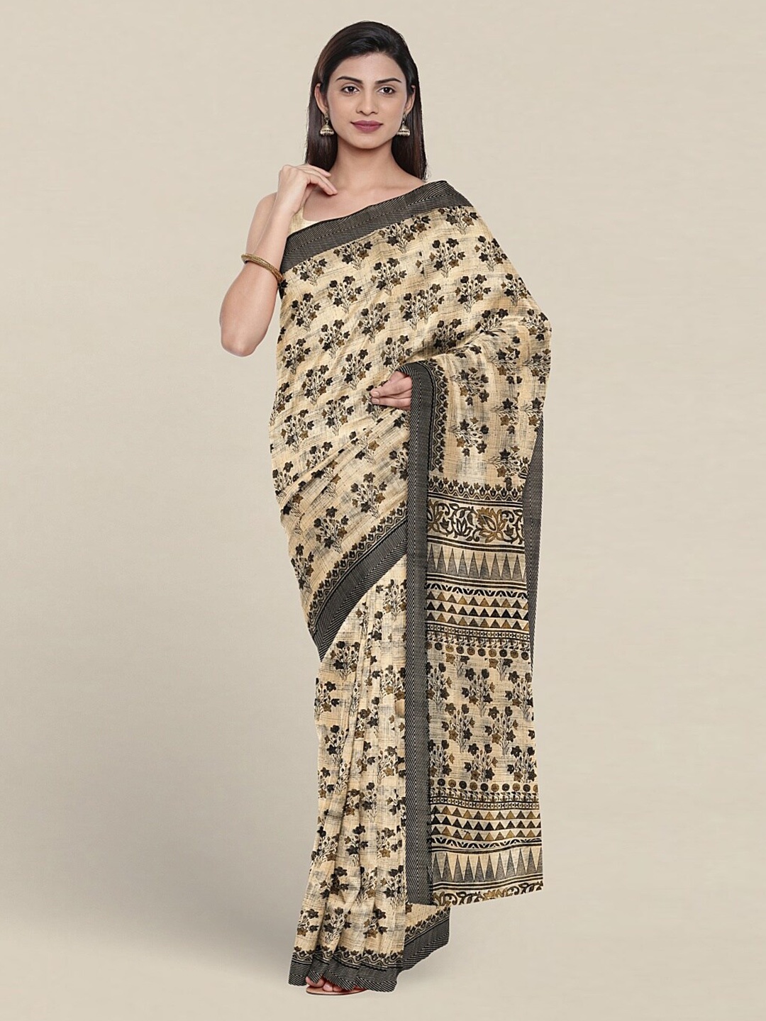 

Pothys Floral Printed Pure Cotton Saree, Cream