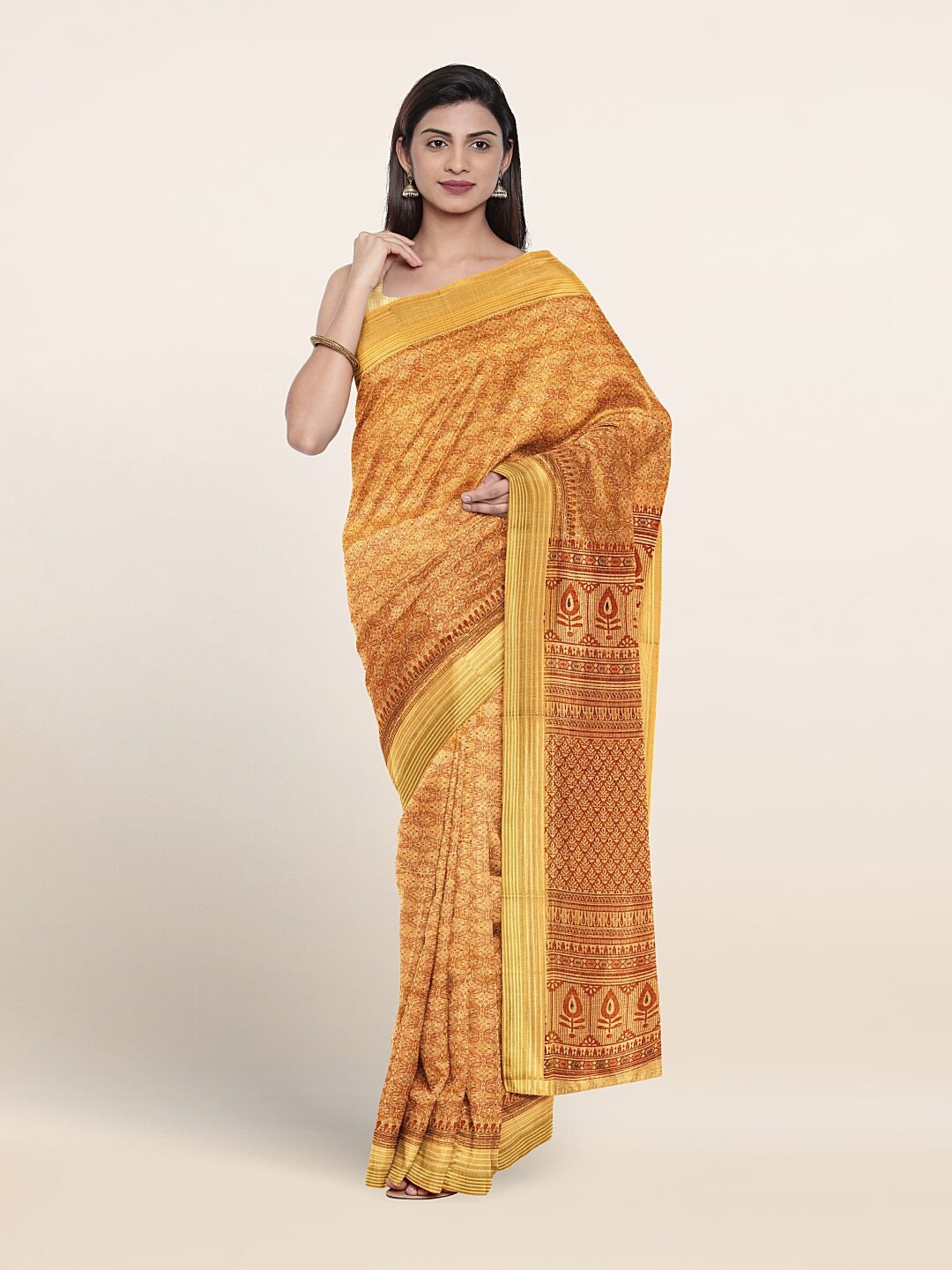 

Pothys Ethnic Motifs Printed Pure Cotton Saree, Yellow