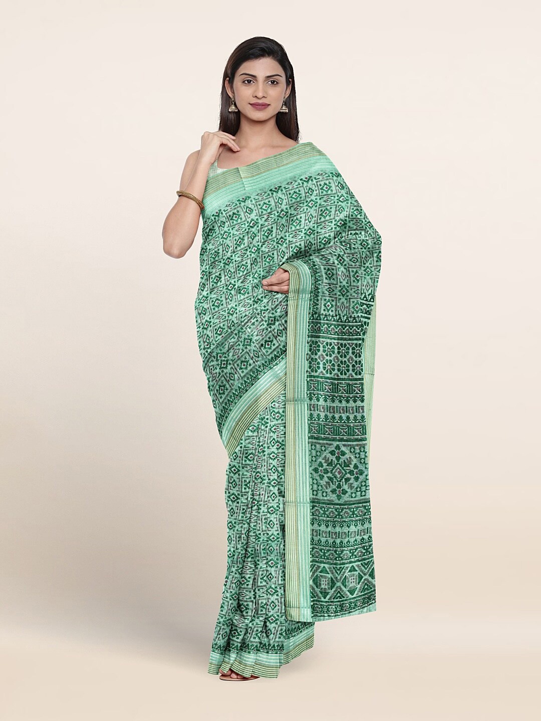 

Pothys Green Ethnic Motifs Printed Pure Cotton Saree