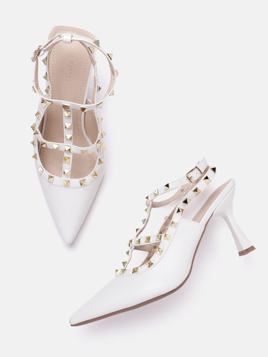 

Lino Perros Pointed Toe Slim Pumps, White