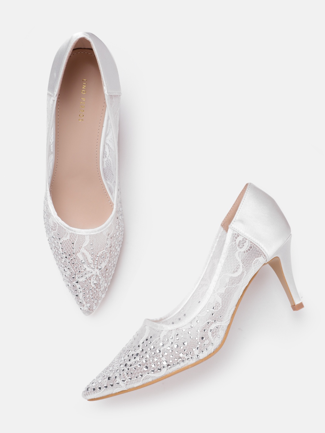 

Lino Perros Embellished Slim Heels Pumps, White